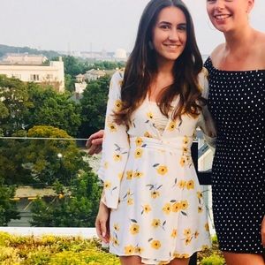 Billabong yellow floral wrap dress